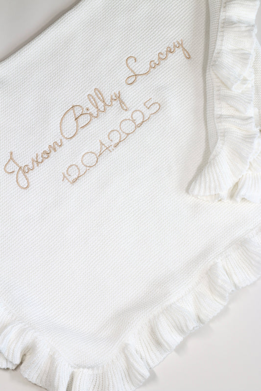 Luxury Christening Blanket Frill Edge