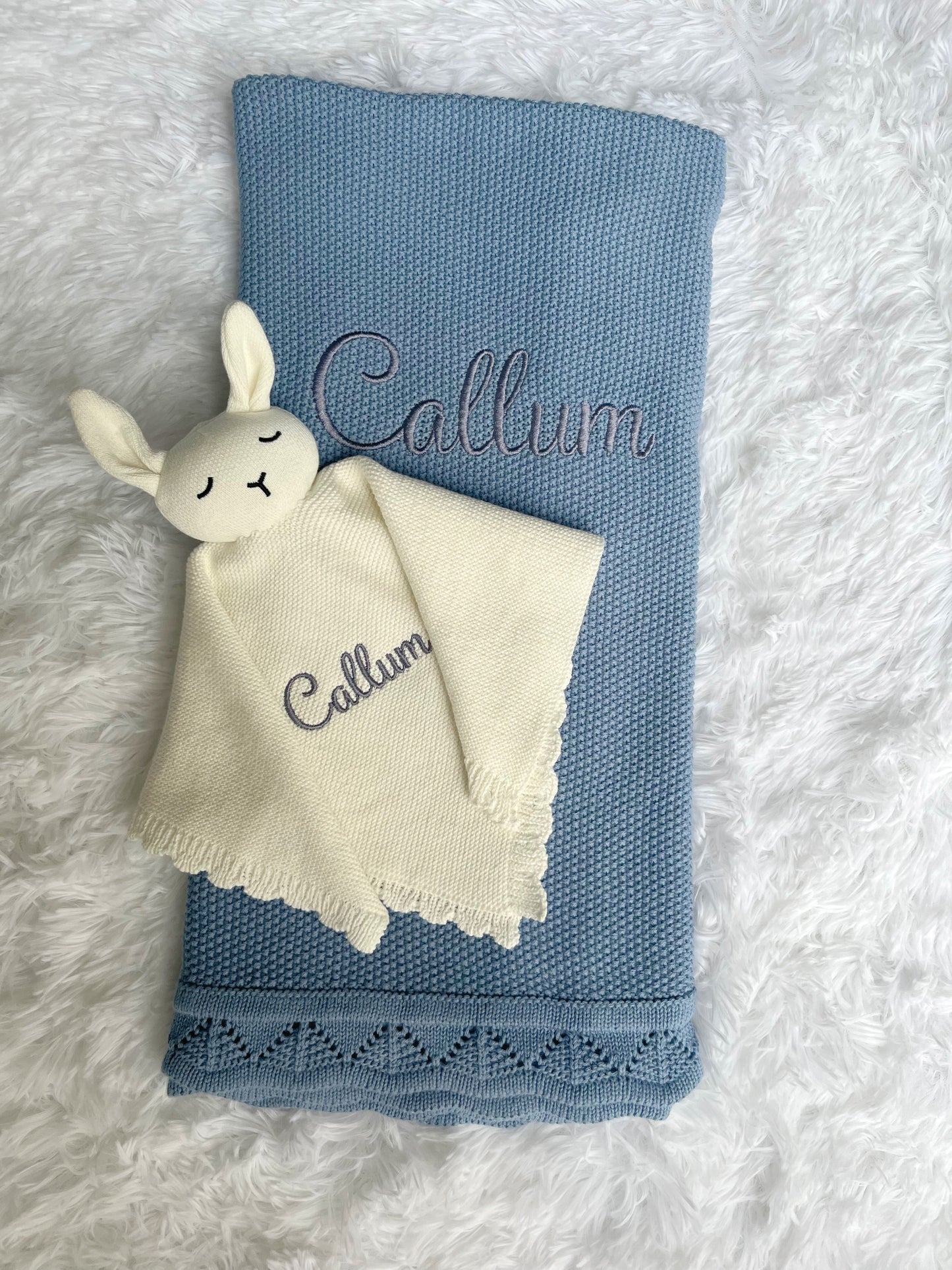 Crochet Soft Knit Personalised Baby Blanket Misty