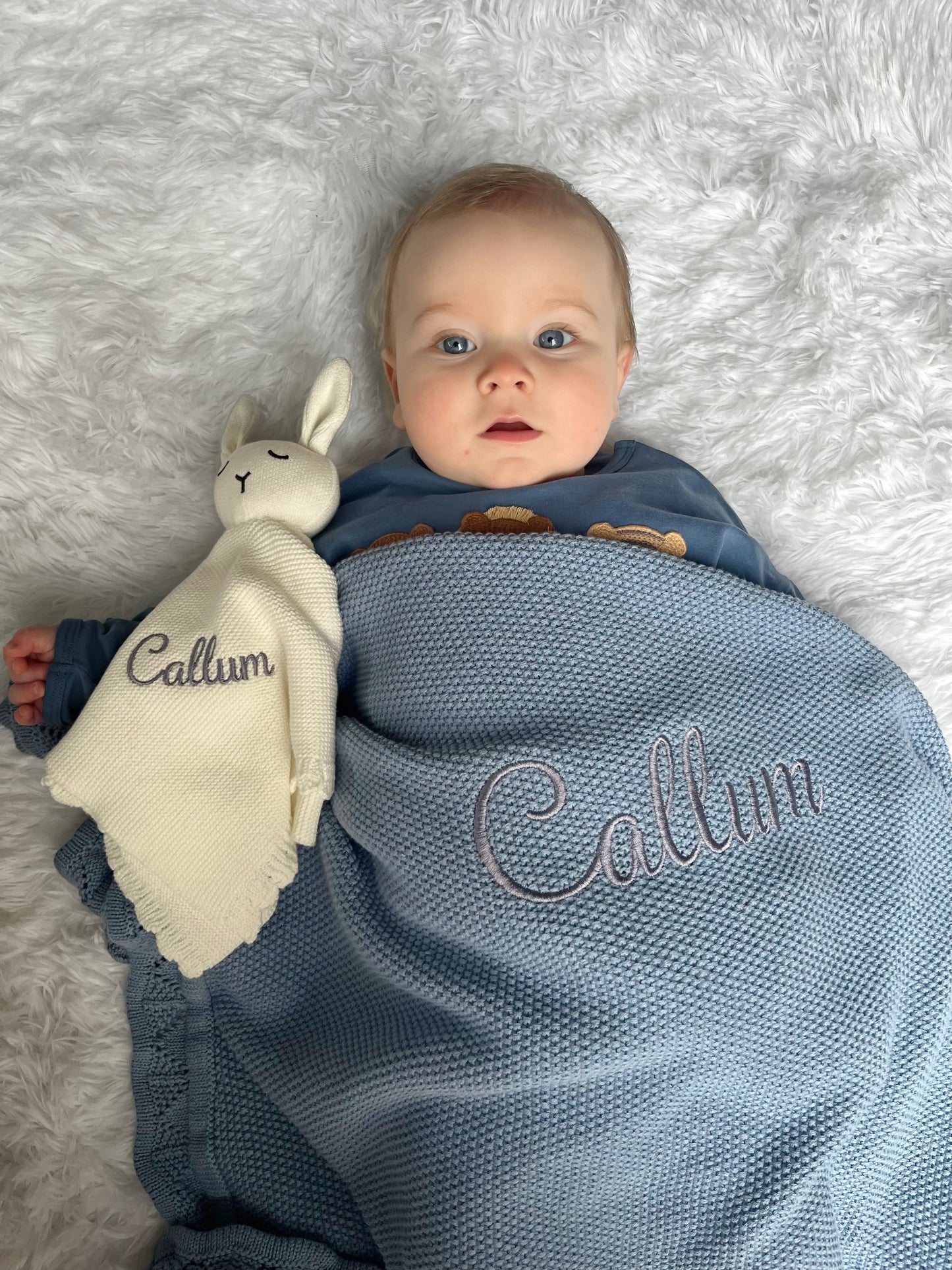 Crochet Soft Knit Personalised Baby Blanket Misty