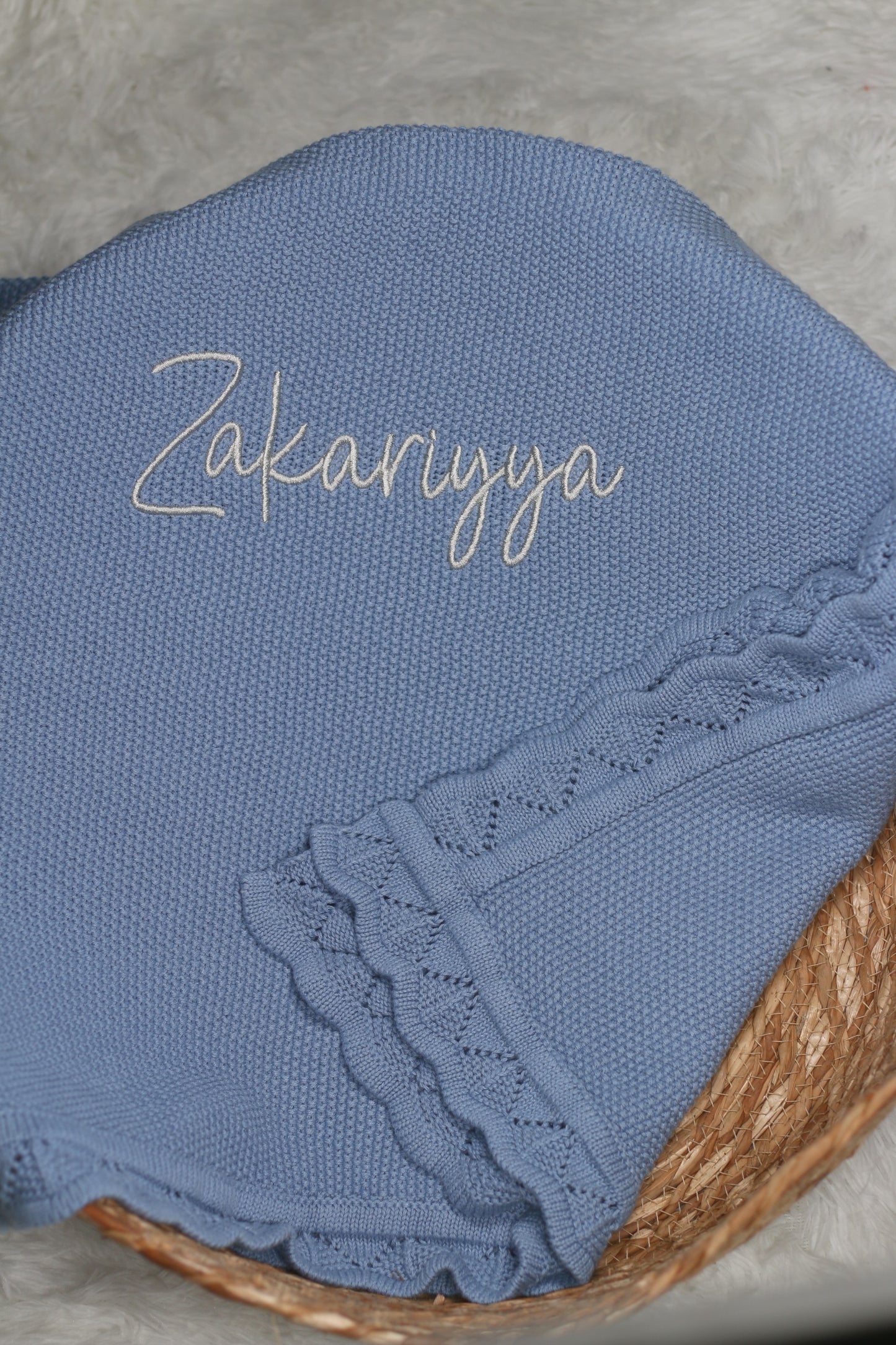 Crochet Soft Knit Personalised Baby Blanket Misty