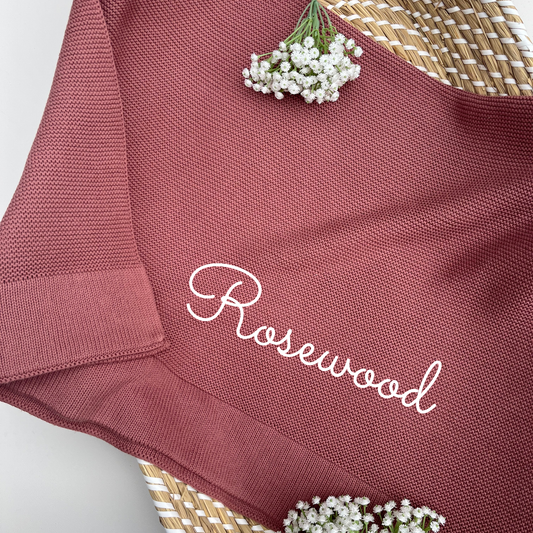 Plain 100% Cotton Knit Baby Blanket Rosewood