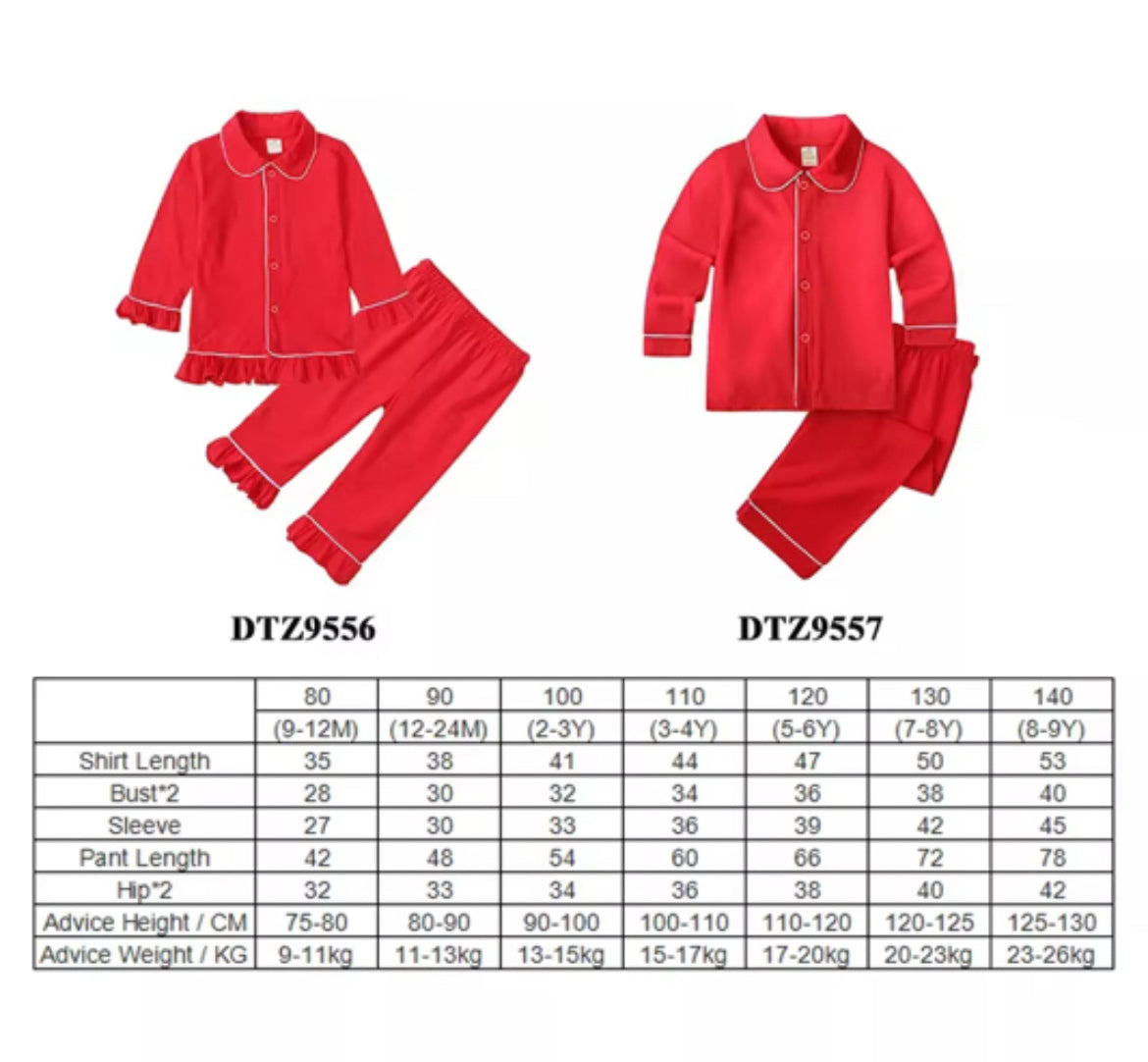PRE ORDER Christmas PJ's (Continue to checkout and it will only charge €5 deposit)