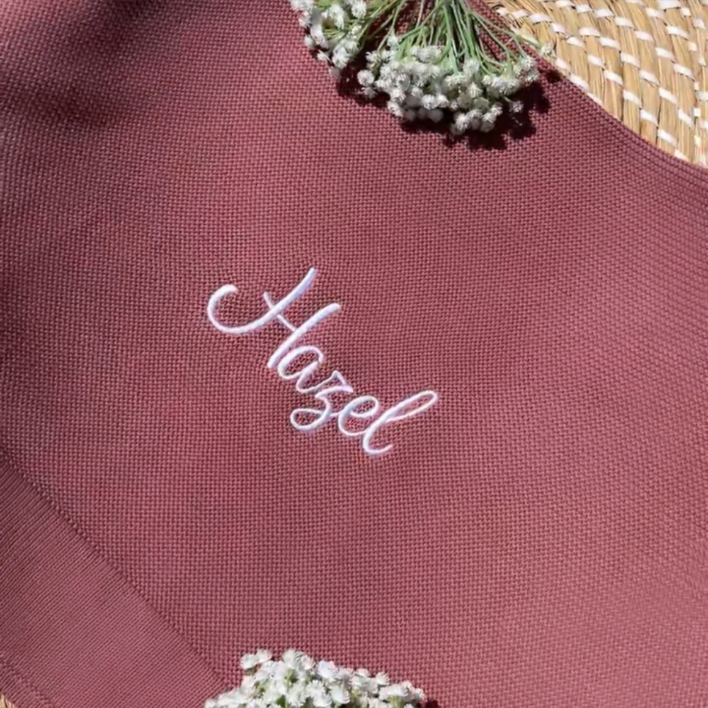 Plain 100% Cotton Knit Baby Blanket Rosewood