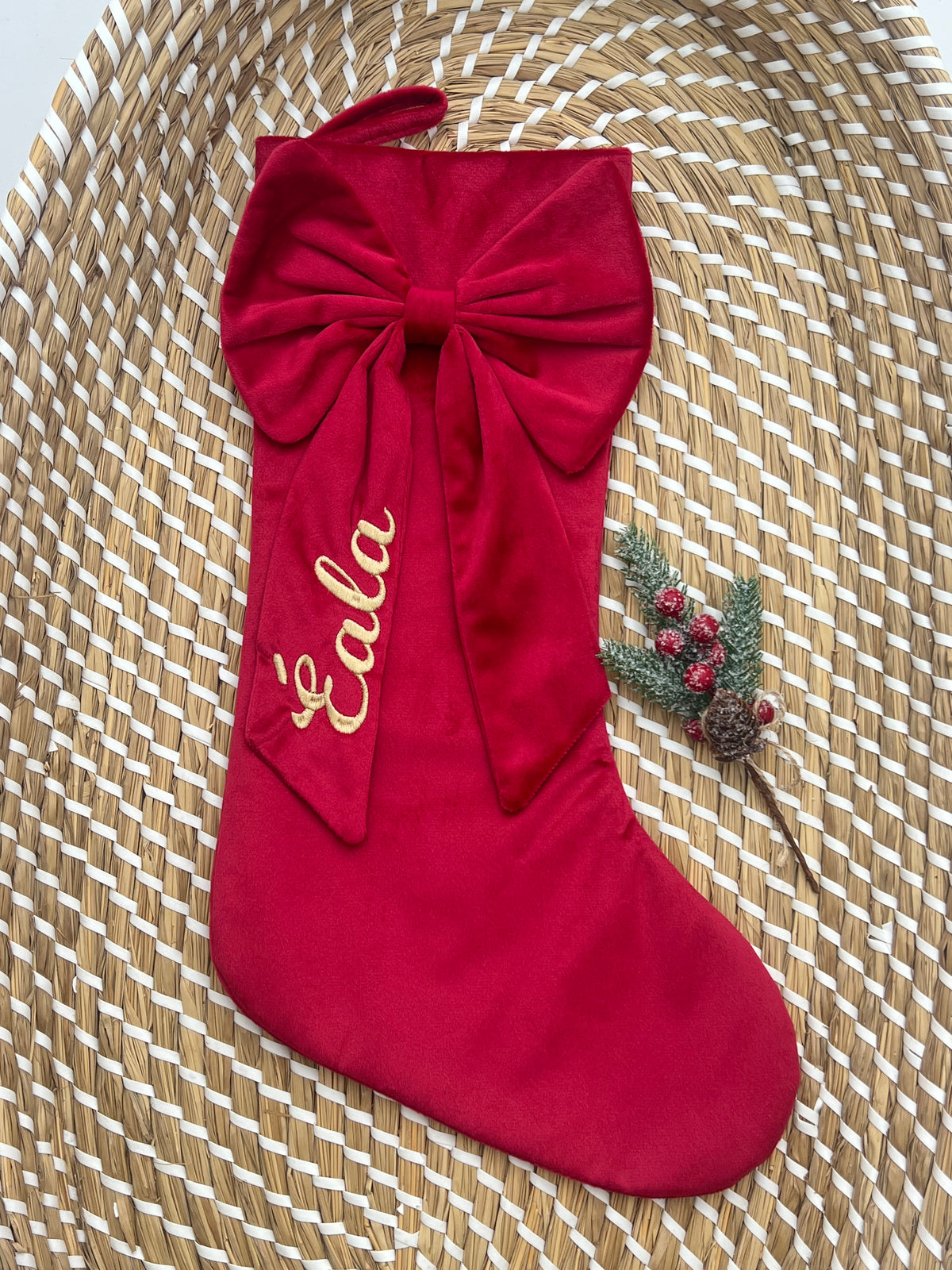 Personalised Bow Velvet Christmas Stockings