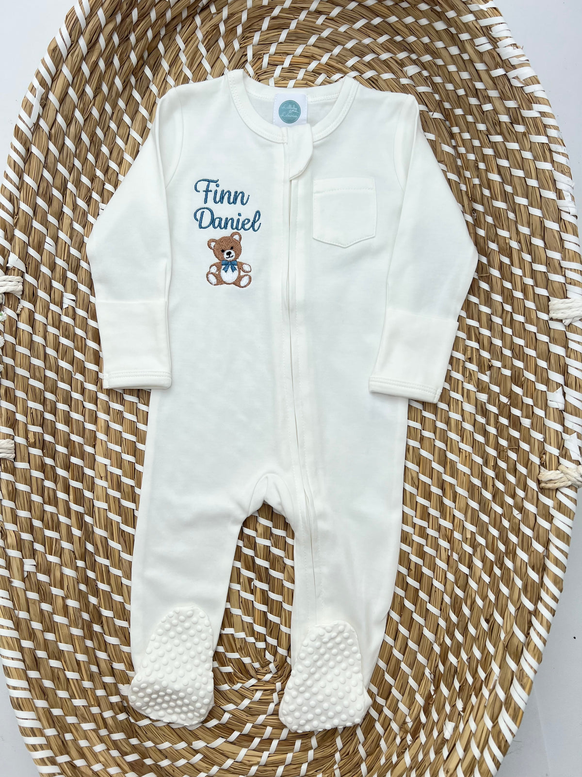 Personalised Soft Organic Cotton Babygrow (More colours available)