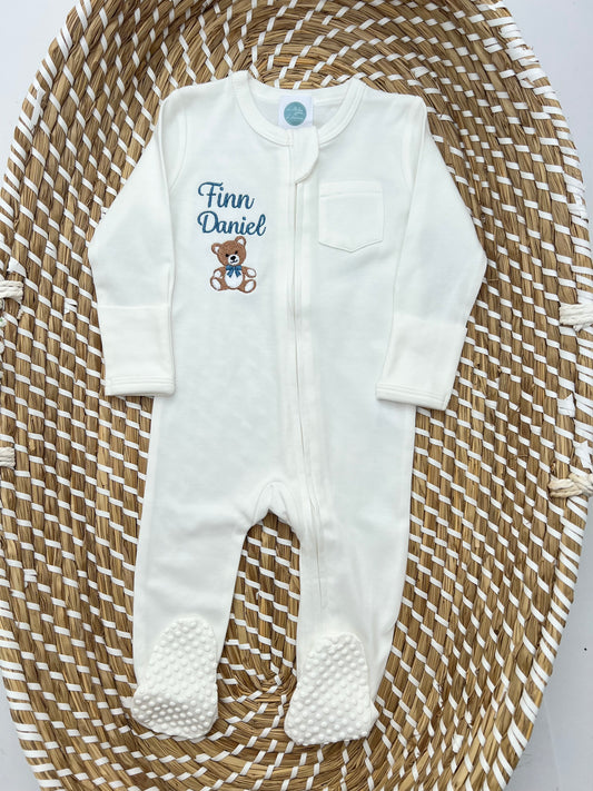 Personalised Soft Organic Cotton Babygrow (More colours available)