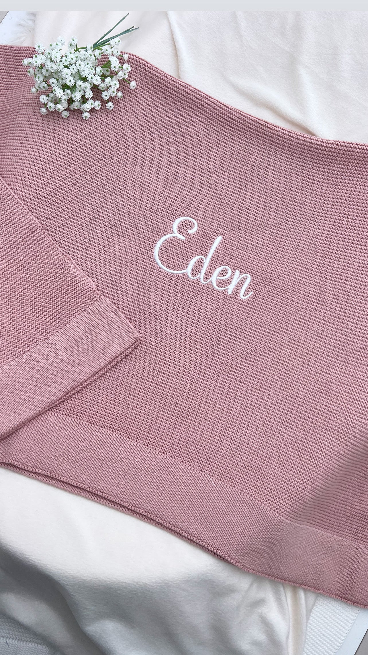 100% Cotton Personalised Plain Knit Blankets (Available in 13 colours)