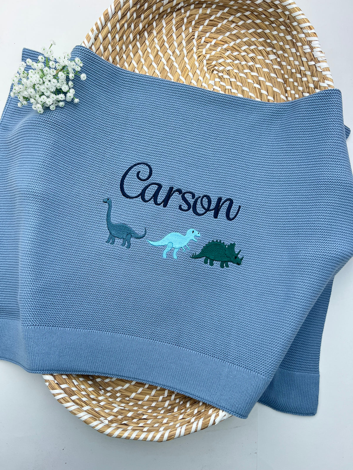 100% Cotton Personalised Plain Knit Blankets (Available in 13 colours)