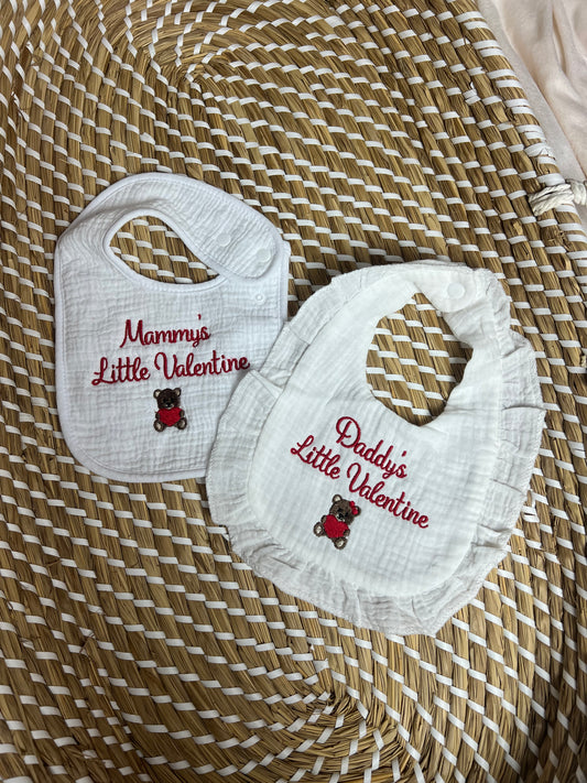 Personalised Valentines White Muslin Bib