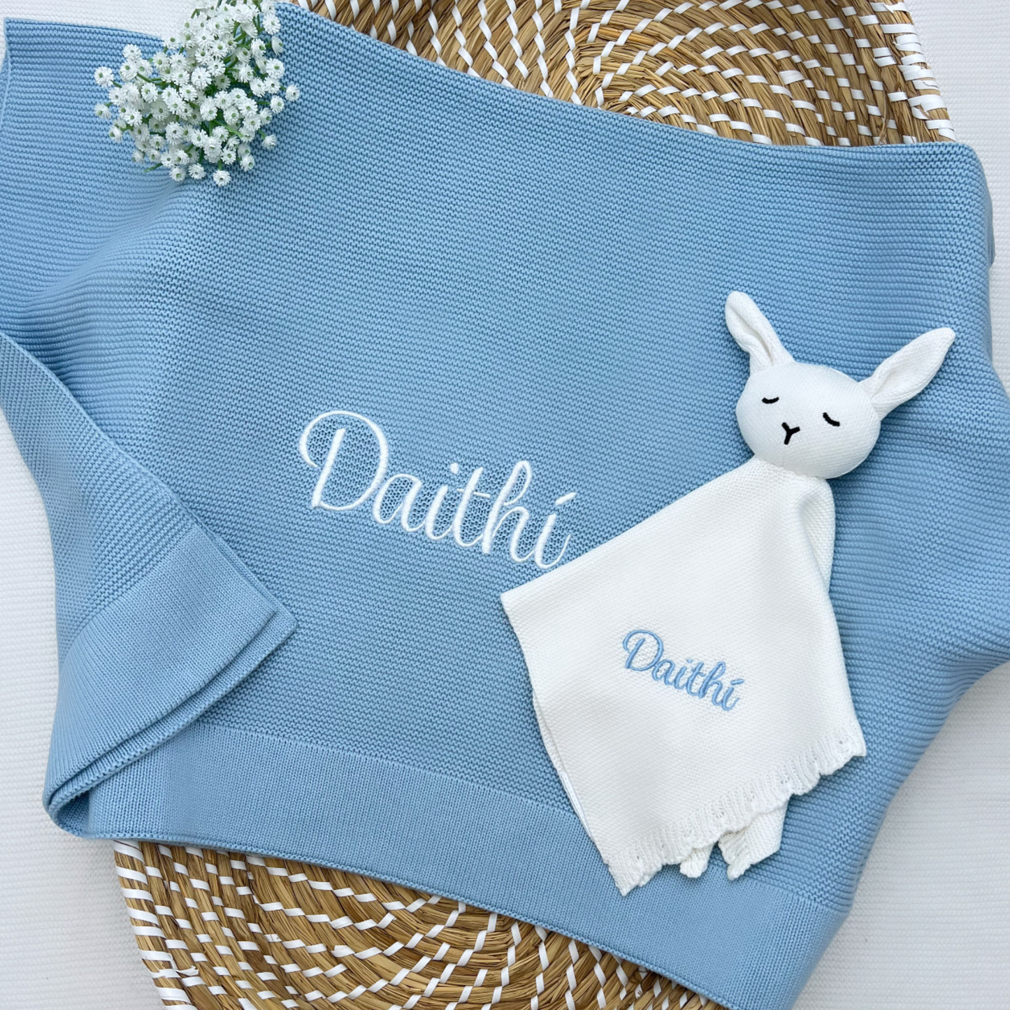 2 Piece Baby Blue Baby Blanket & Comforter Bundle