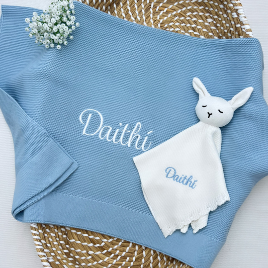 2 Piece Baby Blue Baby Blanket & Comforter Bundle
