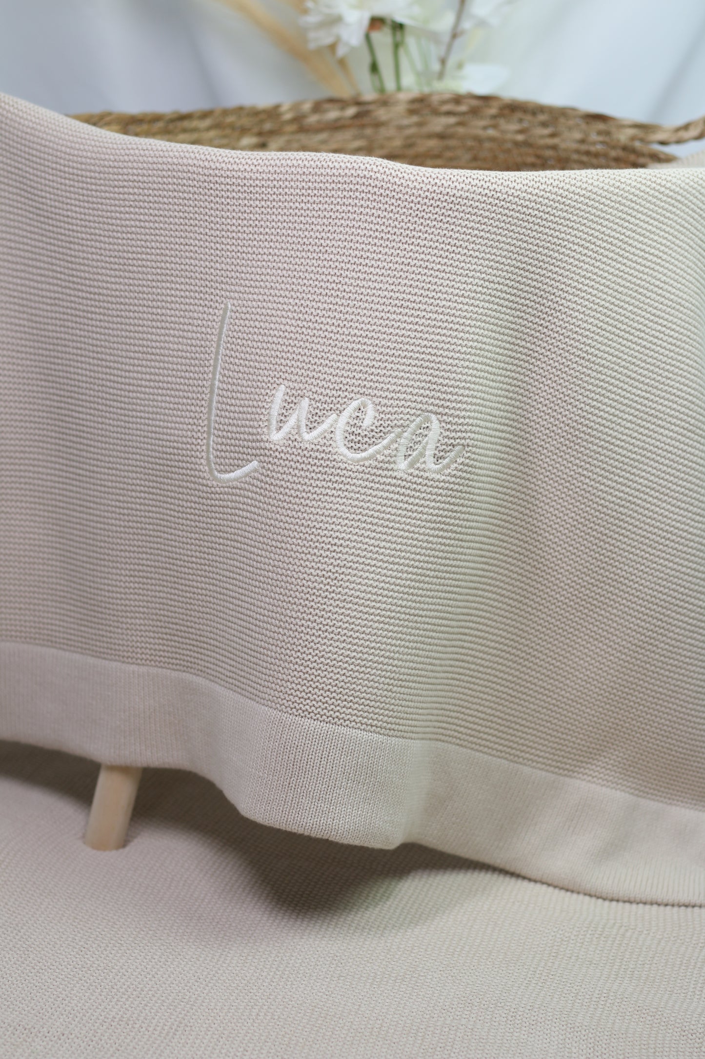 Plain 100% Cotton Knit Personalised Baby Blanket Teddy