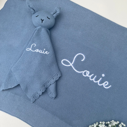 2 Piece Misty Blue Baby Blanket & Comforter Bundle