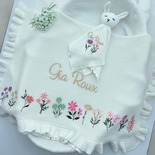 Create your own Bespoke Large Flower Blanket & Teddy Bundle (More Colours available) **8-10 days to be made**