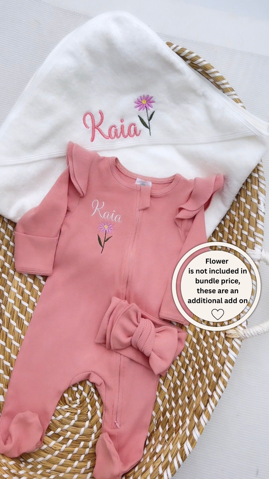 Build your own Girls Babygrow, Headband & Towel Bundle (More Colours available)