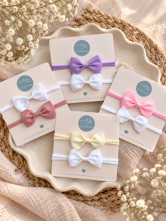 Baby Girls Mini Bow Headband Duo