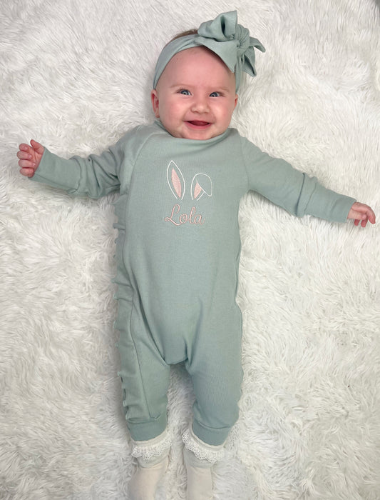 Baby Girls Easter Grow, Headband & Frill Socks Set Pastel Green