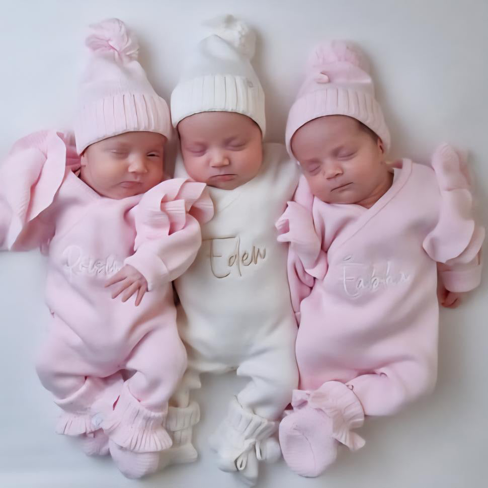 Luxury Crossover Long Romper, Headband Or Hat & Booties Sets (Available in 3 Colours)