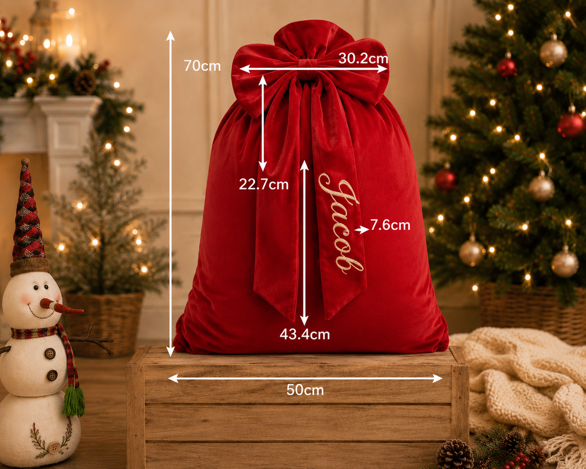 **€10 PRE ORDER** Personalised Bow Velvet Santa Sacks