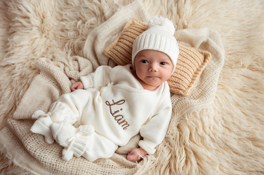 Luxury Crossover Long Romper, Headband Or Hat & Booties Sets (Available in 3 Colours)