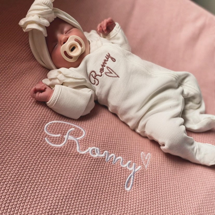 Build your own Girls Babygrow, Headband & Crochet Knit Blanket (More colours available)