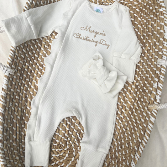 Baby Girls Frill Grow & Headband White