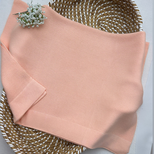 Plain 100% Cotton Knit Baby Blanket Peach Pop