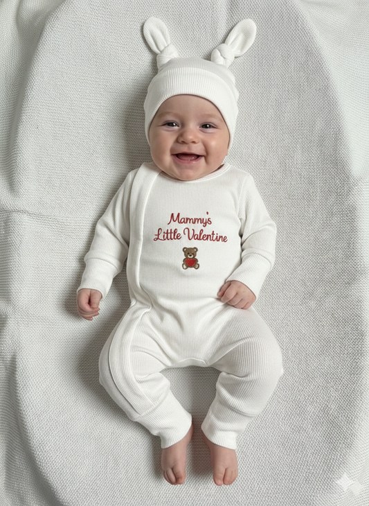 Baby Boys Valentines 2 piece Babygrow & Hat