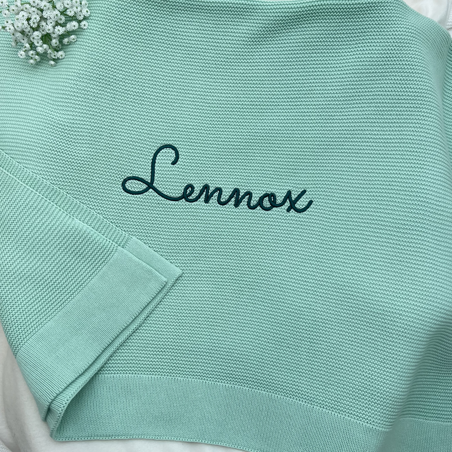 100% Cotton Personalised Plain Knit Blankets (Available in 13 colours)