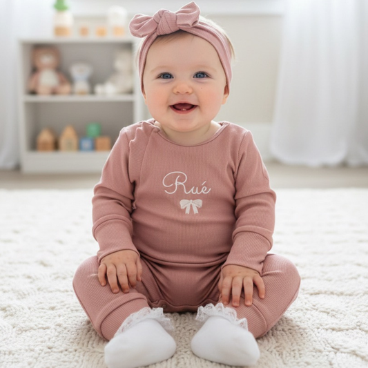 Baby Girls Frill Babygrow & Headband Pink
