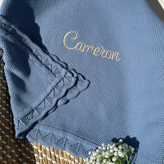 Crochet Soft Knit Personalised Baby Blanket Misty