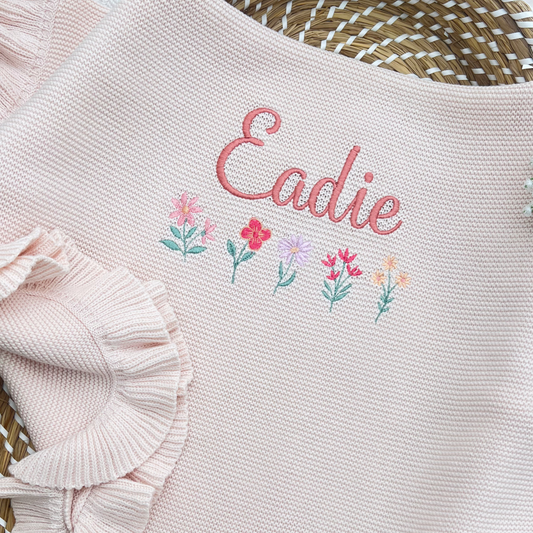 Frill Edge 100% Cotton Knit Personalised Baby Blanket Peach Blossom