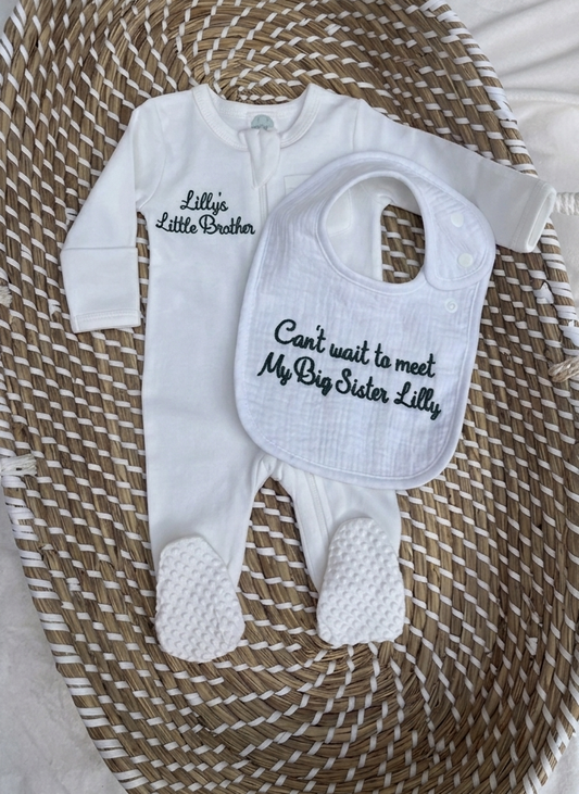 Personalised Organic Cotton Baby Grow & Bib