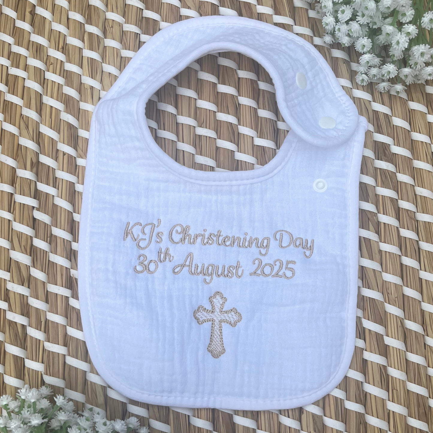 Personalised White Muslin Bib