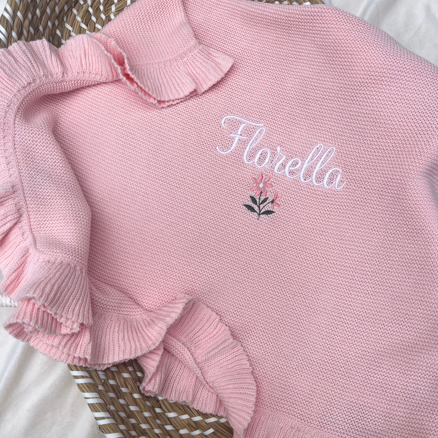 Bespoke Single Floral design Blanket Frill Edge
