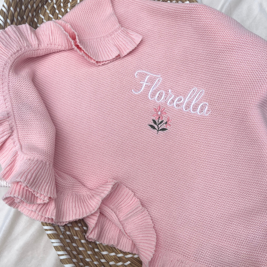 Bespoke Single Floral design Blanket Frill Edge