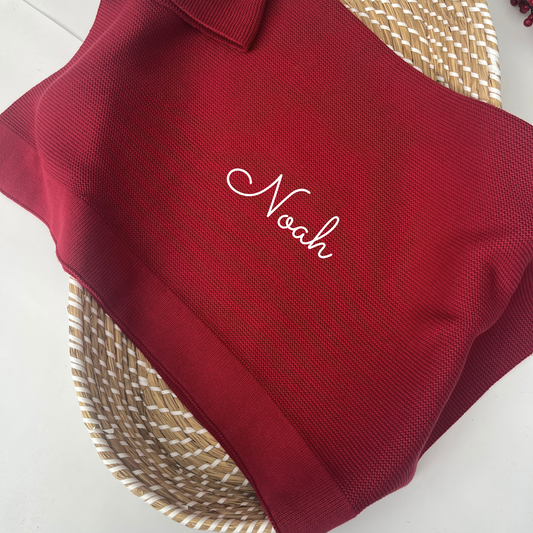 Plain 100% Cotton Knit Baby Blanket Ruby