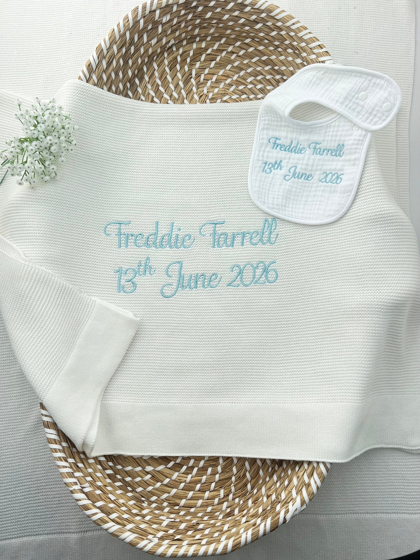 Build your own Boys Christening Bundle, Blanket, Grow & Bib