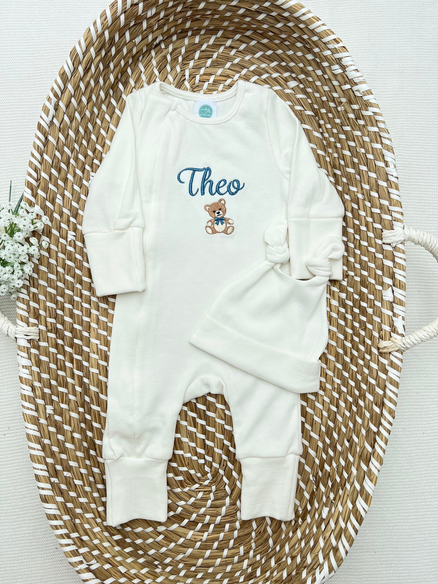Build your own 3 piece Plain Knit Blanket, Teddy & Babygrow Bundle (More Colours available)