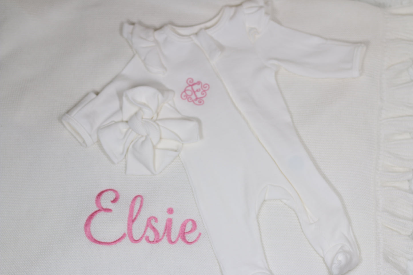 Build your own Frill Blanket, Babygrow & headband bundle (Other colours available)