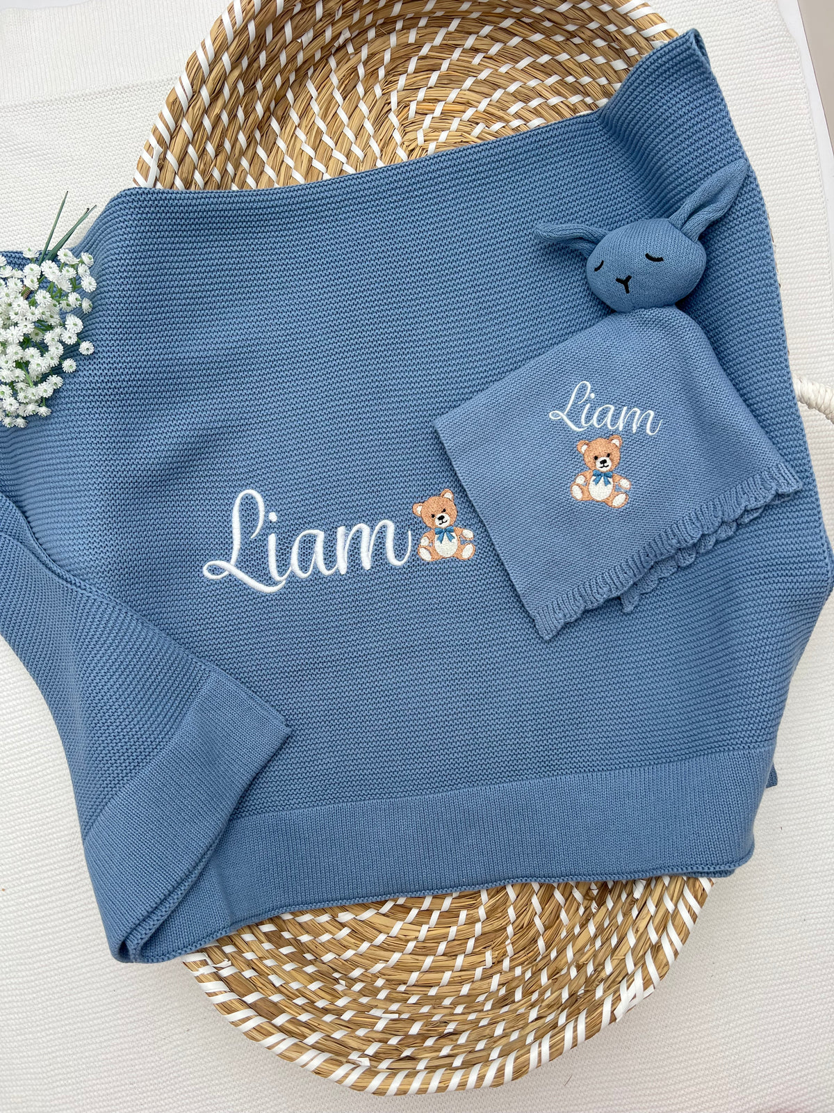 Build your own 2 piece Plain Knit Blanket & Teddy (More colours to choose from)