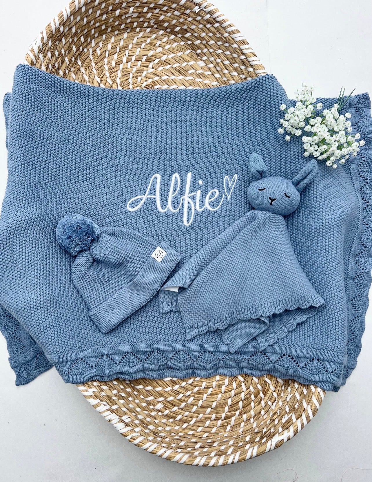 Build your own 3 piece Crochet Knit Blanket, Teddy & Hat (More colours available)