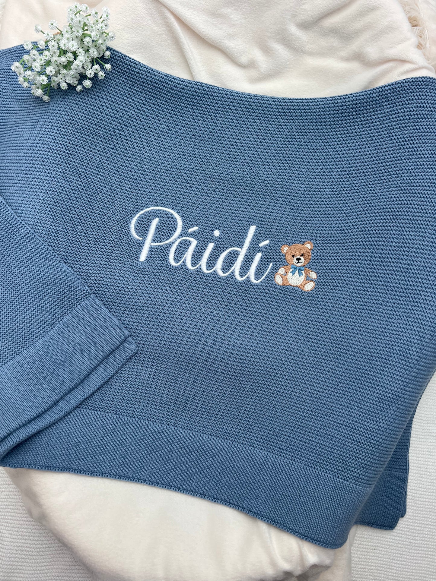 100% Cotton Personalised Plain Knit Blankets (Available in 13 colours)