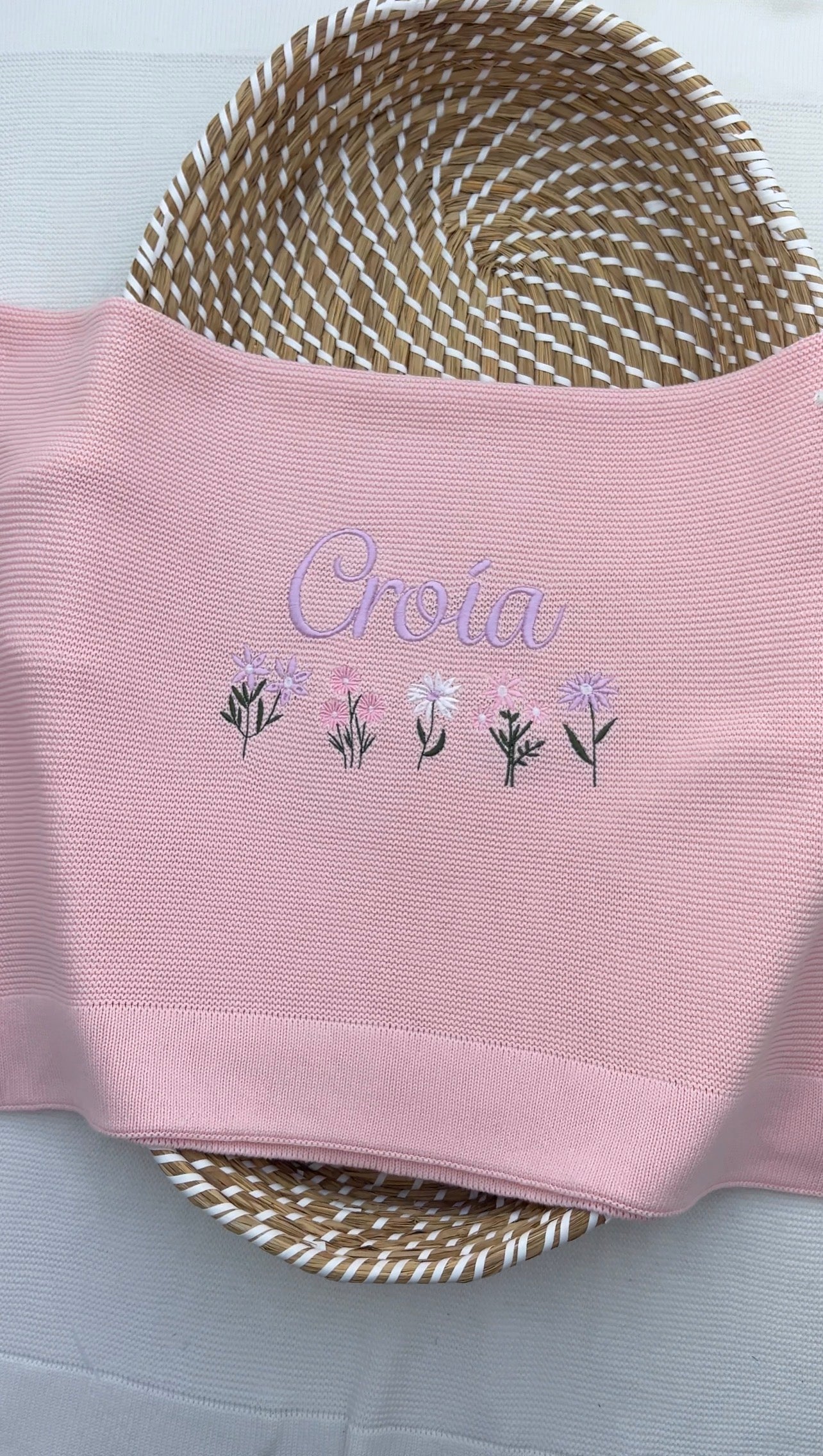 100% Cotton Personalised Plain Knit Blankets (Available in 13 colours)