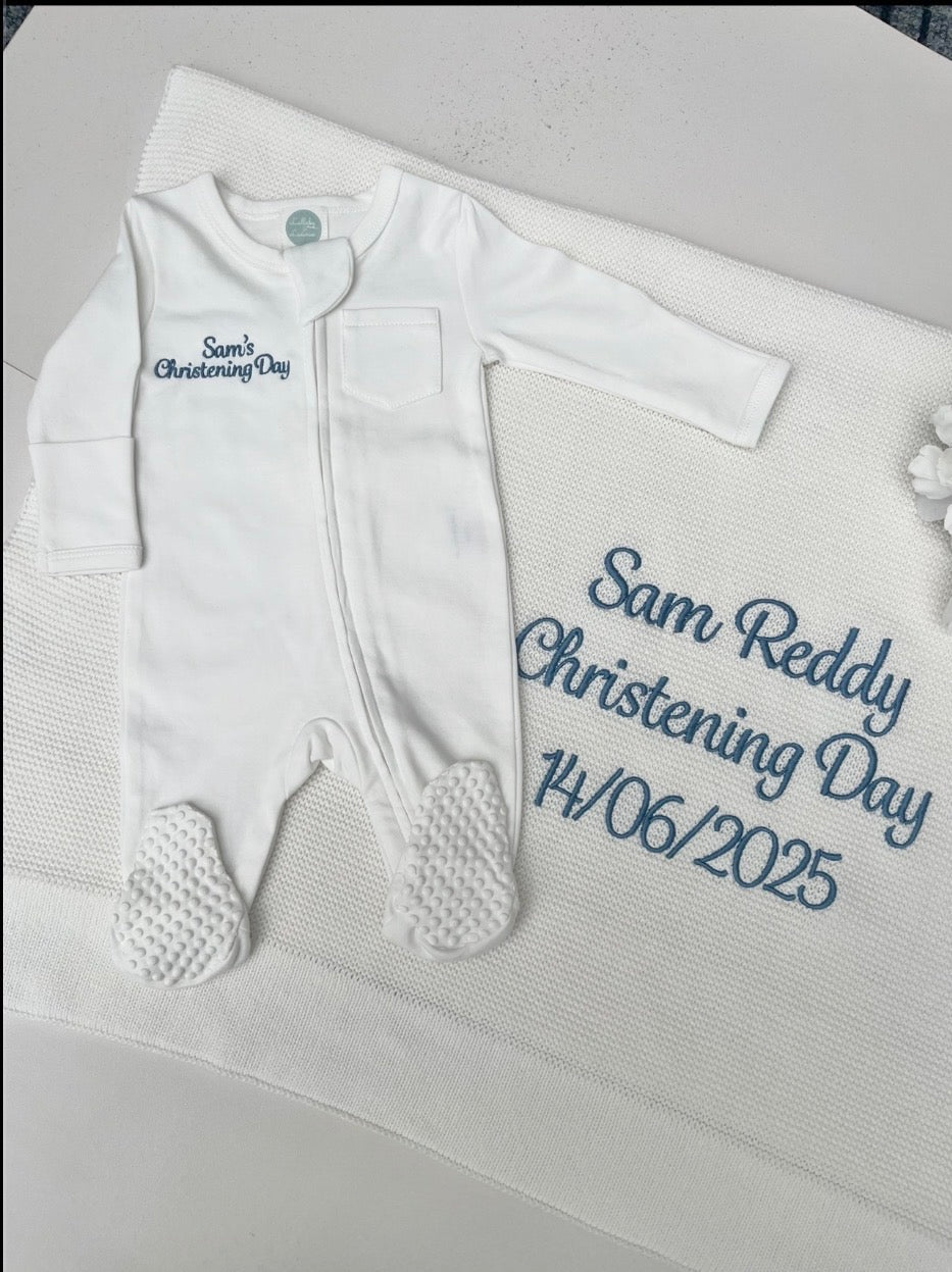 Build your own Boys Christening Bundle, Blanket, Grow & Bib