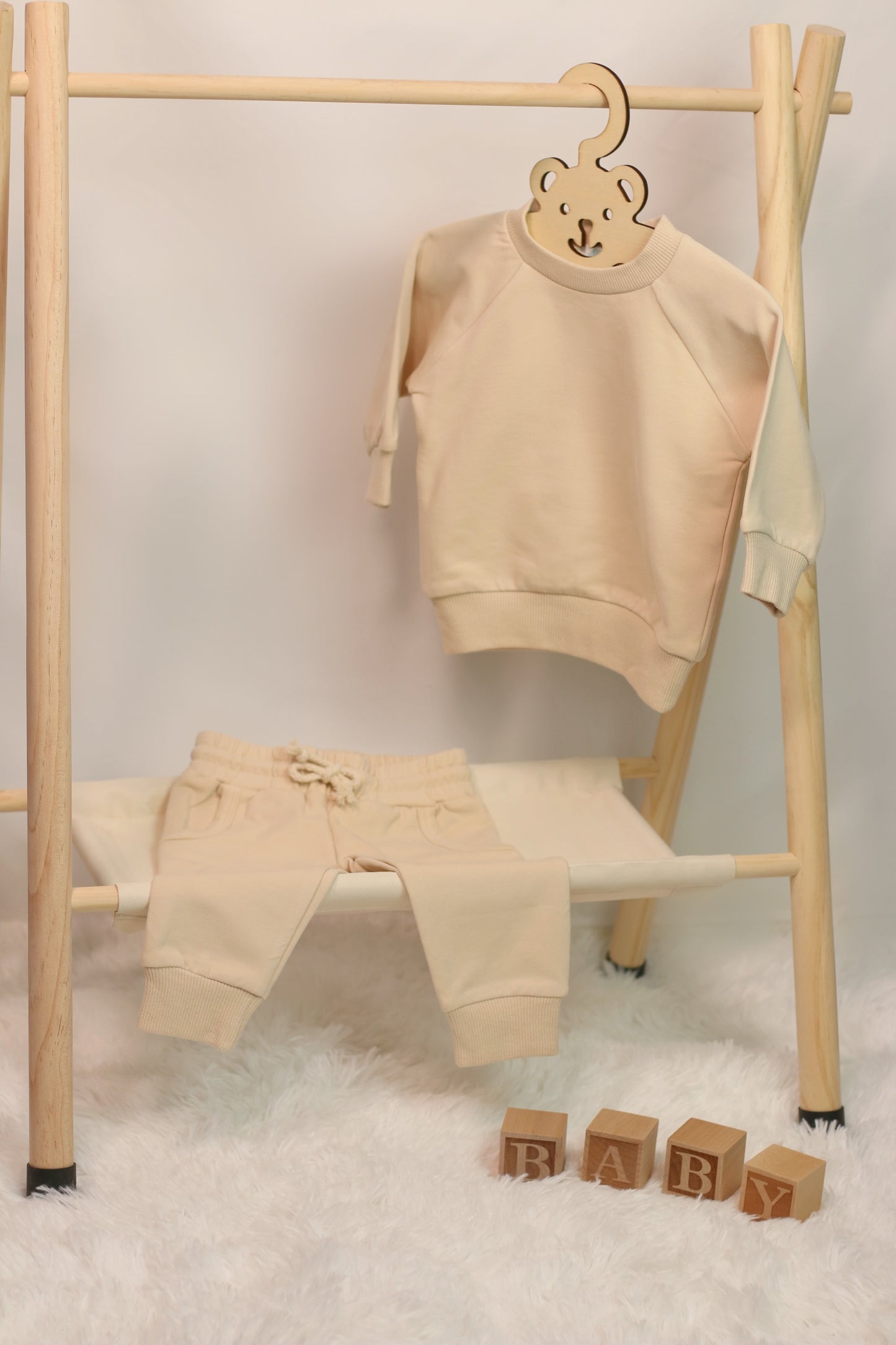 Soft Organic Cotton Stretch Tracksuit Beige